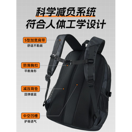 愛迪生2025新款迷彩書包初中生高中學生男生大容量減負雙肩後後背包女