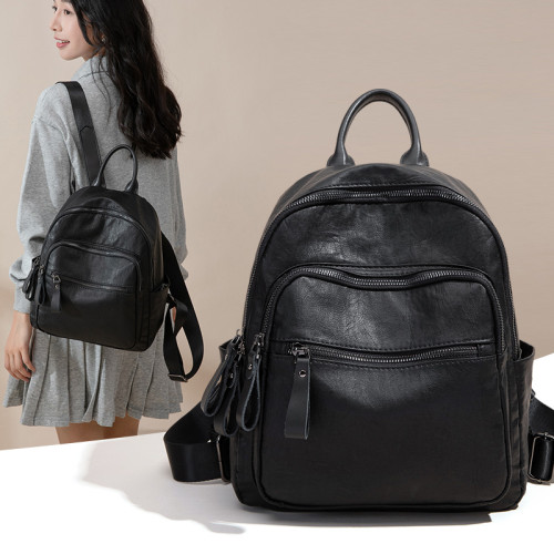 香港2026新款真皮雙肩女士包大容量百搭書包休閒軟皮斜背多用後後背包