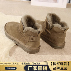 爆款網紅東北雪地靴女款2025冬季新款加絨加厚保暖雪地棉鞋麵包鞋