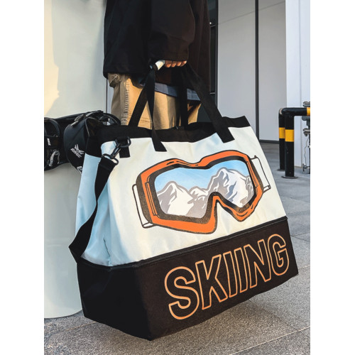 潮牌健身包男大容量短途旅行包手提出差行李袋乾濕分離滑雪裝備包