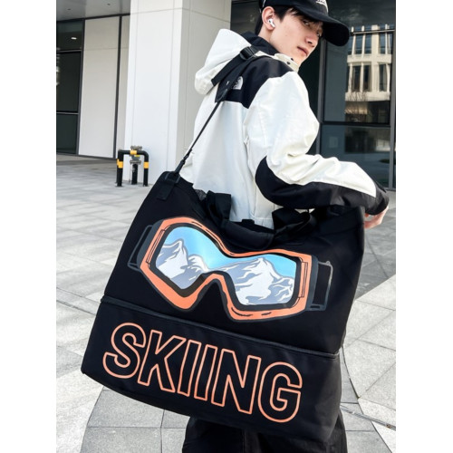 潮牌健身包男大容量短途旅行包手提出差行李袋乾濕分離滑雪裝備包