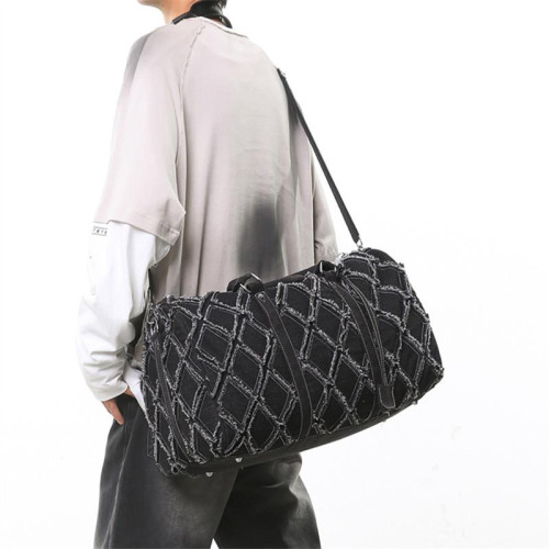 旅行包行李袋男生2025新款大容量短途包水洗牛仔布斜背手提健身包