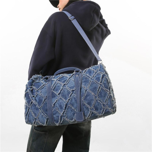 旅行包行李袋男生2025新款大容量短途包水洗牛仔布斜背手提健身包