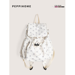 peppihome 韓系簡約百搭大容量尼龍布雙肩包波點設計上學通勤後後背包