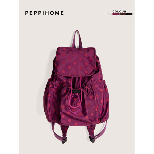 peppihome 韓系簡約百搭大容量尼龍布雙肩包波點設計上學通勤後後背包 peppihome 韓系簡約百搭大容量尼龍布雙肩包波點設計上學通勤後後背包