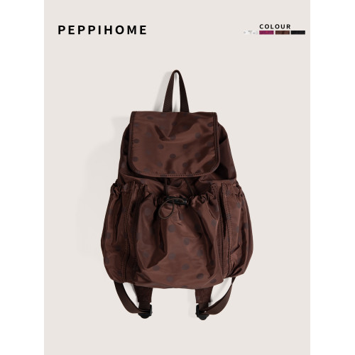 peppihome 韓系簡約百搭大容量尼龍布雙肩包波點設計上學通勤後後背包 peppihome 韓系簡約百搭大容量尼龍布雙肩包波點設計上學通勤後後背包