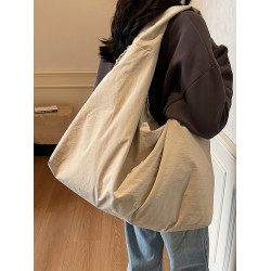 日系休閒大容量帆布包包女2026新款單肩包輕便布袋學生上課托特包