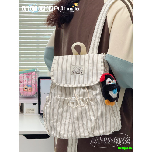 韓系ins高顔值條紋雙肩包 女大學生通勤休閒小書包戶外小清新後後背包 韓系ins高顔值條紋雙肩包 女大學生通勤休閒小書包戶外小清新後後背包