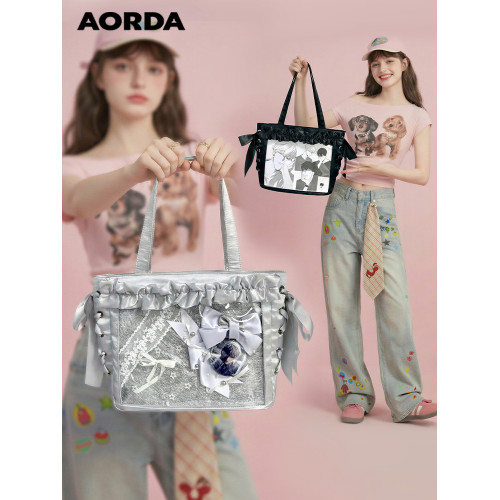 AORDA 小食量絲帶痛包斜背輕盈痛日常二次元托特包大腸痛吧唧娃包