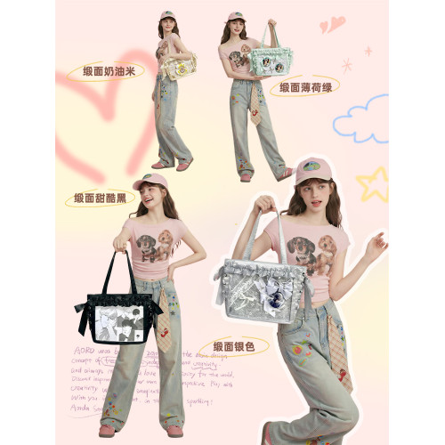 AORDA 小食量絲帶痛包斜背輕盈痛日常二次元托特包大腸痛吧唧娃包