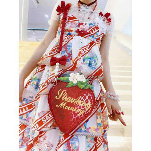 morning glory原創一顆草莓Lolita甜系可愛少女斜背雙肩手提包