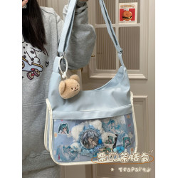 地下黨痛包輕便高顔值日系二次元吧唧單肩包學生大容量斜後後背包包女