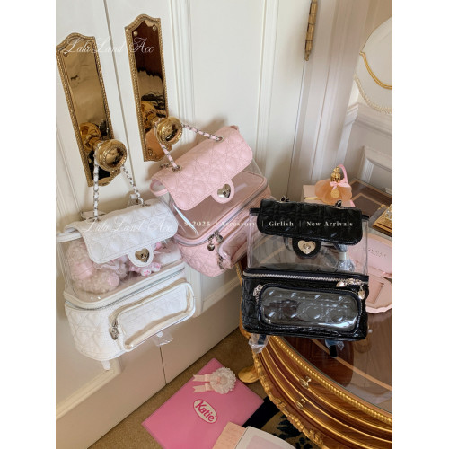 Lalalandacc／愛神詩 原創自製愛心鏈條雙肩包後後背包透明pvc痛包