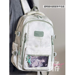 鬍子雞仔大容量斜後後背包水墨國風古風少女單肩包新中式透明痛包娃包