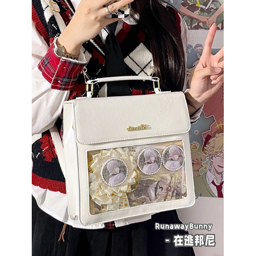 小食量透明穀子痛包製服包日系女可愛甜系PU單肩斜背雙肩包美拉德