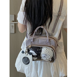 錢一波的痛包｜復古秋冬氛圍感學院雙肩包10cm波點格子娃包二次元