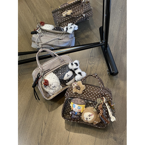 錢一波的痛包｜復古秋冬氛圍感學院雙肩包10cm波點格子娃包二次元