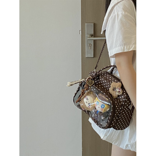 錢一波的痛包｜復古秋冬氛圍感學院雙肩包10cm波點格子娃包二次元
