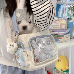 痛包斜背大容量日常款高顔值藍色吧唧學生黨二次元單肩挎包手提袋