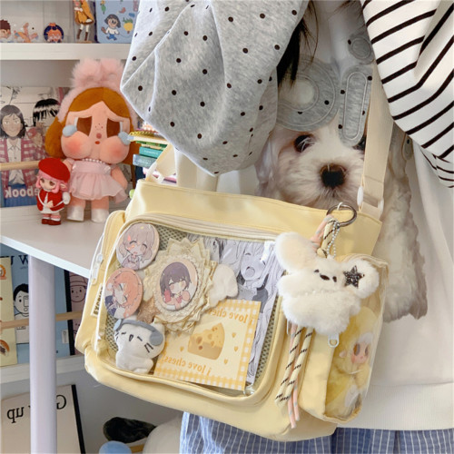 痛包斜背大容量日常款高顔值藍色吧唧學生黨二次元單肩挎包手提袋