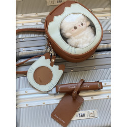 準備上岸的錢一波|貓咪雙層10-15cm娃包可愛萌趣斜後後背包二次元痛包