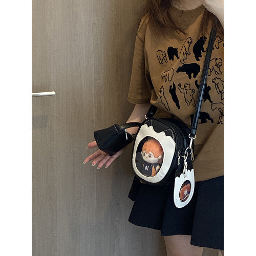 準備上岸的錢一波|貓咪雙層10-15cm娃包可愛萌趣斜後後背包二次元痛包