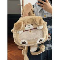 可愛毛絨小狗痛包雙肩包日系jk甜美少女二次元透明小食量穀子包