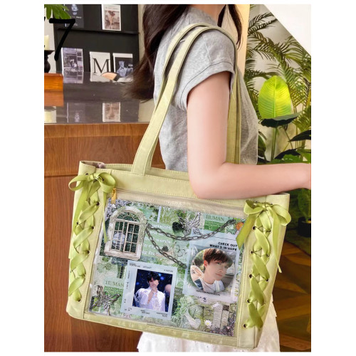 周深痛包單肩包大容量絲帶痛高顔值新款學生通勤大食量紥板材料包