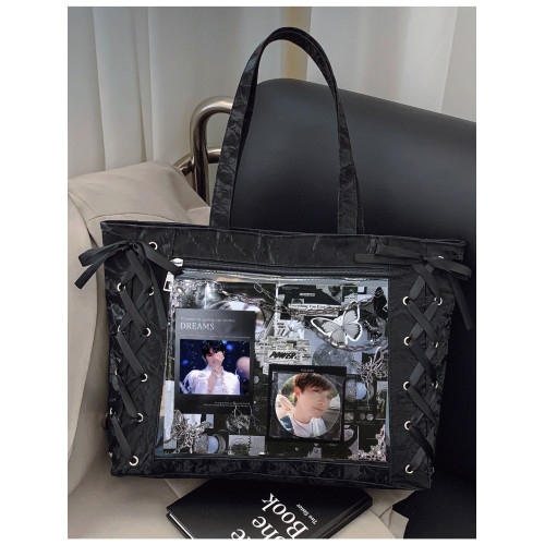 周深痛包單肩包大容量絲帶痛高顔值新款學生通勤大食量紥板材料包