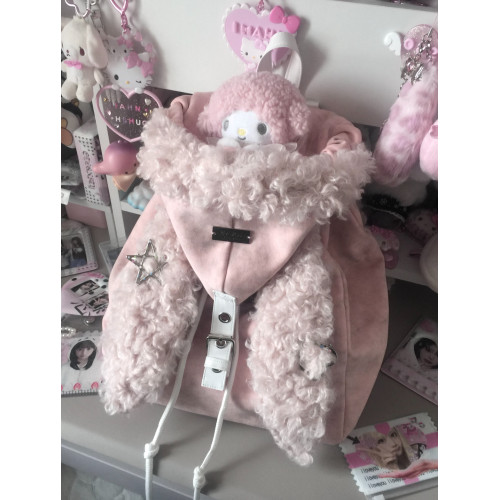 MGJKTJ女包秋冬粉色可愛毛絨絨軟糯雙肩包通勤大容量簡約兔子書包