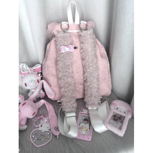 MGJKTJ女包秋冬粉色可愛毛絨絨軟糯雙肩包通勤大容量簡約兔子書包