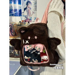 大容量秋冬日常毛絨包20cm娃包外出追星小食量紥板痛包雙肩包書包