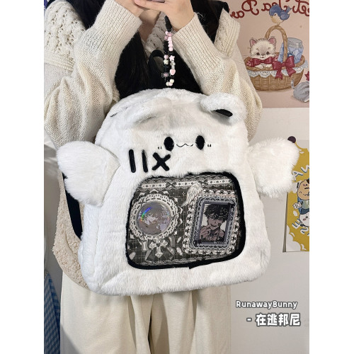 大容量秋冬日常毛絨包20cm娃包外出追星小食量紥板痛包雙肩包書包