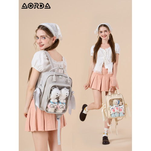 AORDA 絲帶小食量痛包雙肩包日常外出小型後後背包書包20cm娃包吧唧包