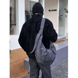 YUEN高級感大容量復古單肩斜背時髦餃子挎包男女日系可頌牛角包潮