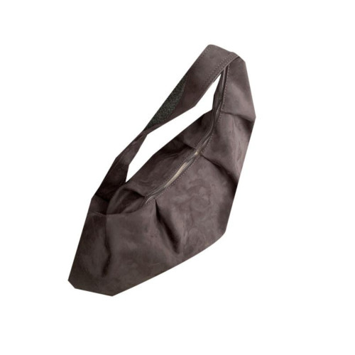 YUEN高級感大容量復古單肩斜背時髦餃子挎包男女日系可頌牛角包潮