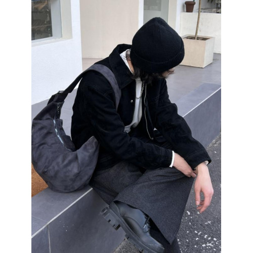 YUEN高級感大容量復古單肩斜背時髦餃子挎包男女日系可頌牛角包潮