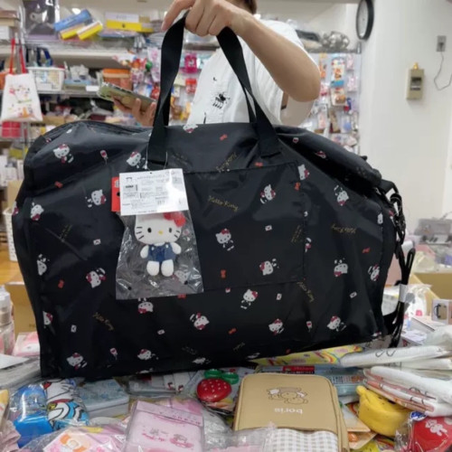 日系Hello Kitty凱蒂貓卡通可愛旅行包大容量可折曡行李包健身包