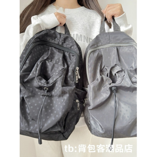 韓系小衆波點書包女休閒學院風後後背包男高中學生輕便旅遊雙肩包ins