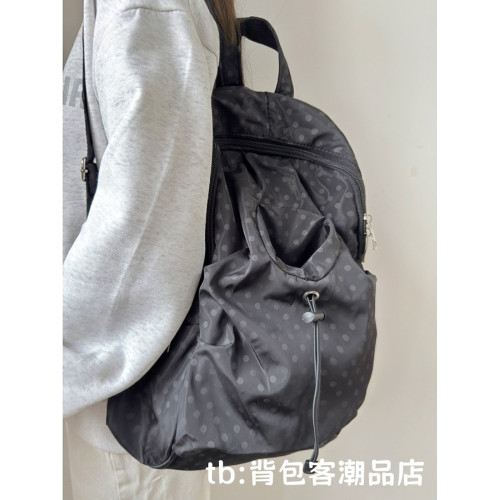 韓系小衆波點書包女休閒學院風後後背包男高中學生輕便旅遊雙肩包ins