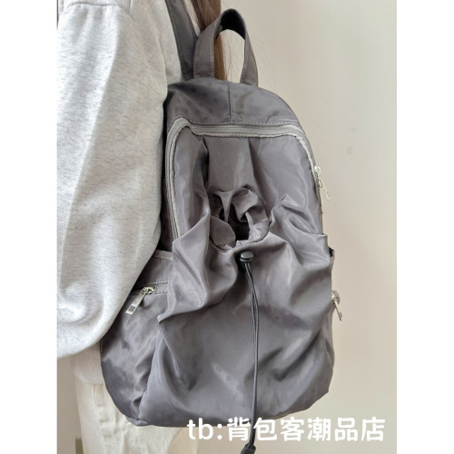 韓系小衆波點書包女休閒學院風後後背包男高中學生輕便旅遊雙肩包ins