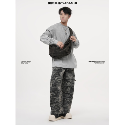 黑田矢衛「浪斑」帆布月牙包復古通勤男士HOBO流浪包小衆女餃子包