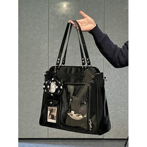 錢一波痛包｜黑色日系20cm娃包紥穀子追星大容量演唱會單肩雙肩包