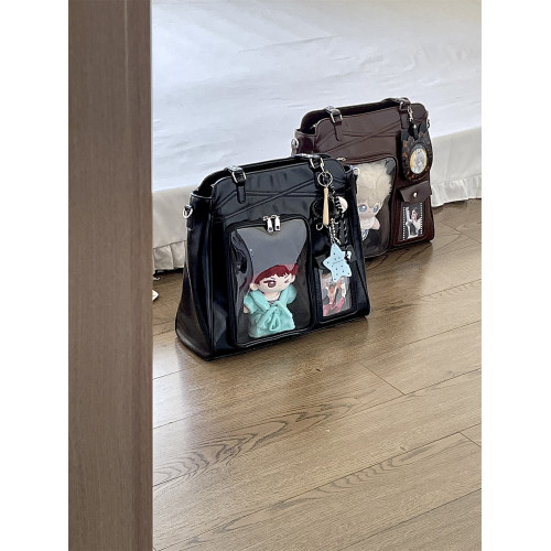 錢一波痛包｜黑色日系20cm娃包紥穀子追星大容量演唱會單肩雙肩包