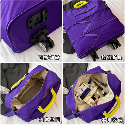 可拆卸萬向輪旅行包女手提時尚大容量輕便旅遊出差折曡收納行李包