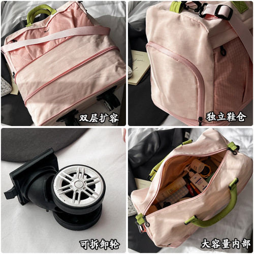 旅行包女滑輪行李袋大容量萬向輪行李包輕便帶輪子折曡旅遊出差袋 旅行包女滑輪行李袋大容量萬向輪行李包輕便帶輪子折曡旅遊出差袋