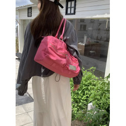 2026新款時尚百搭雙口袋設計休閒帆布手提單肩韓版包包女