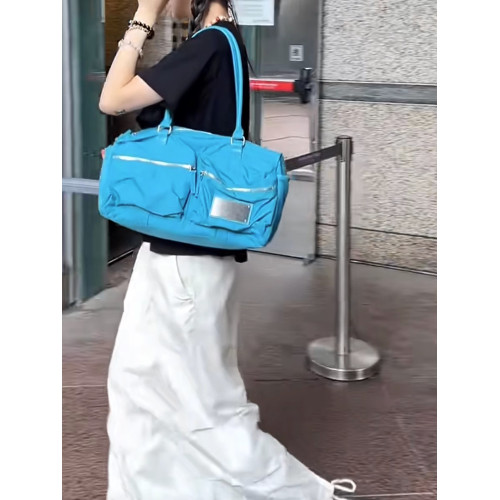 2026新款時尚百搭雙口袋設計休閒帆布手提單肩韓版包包女