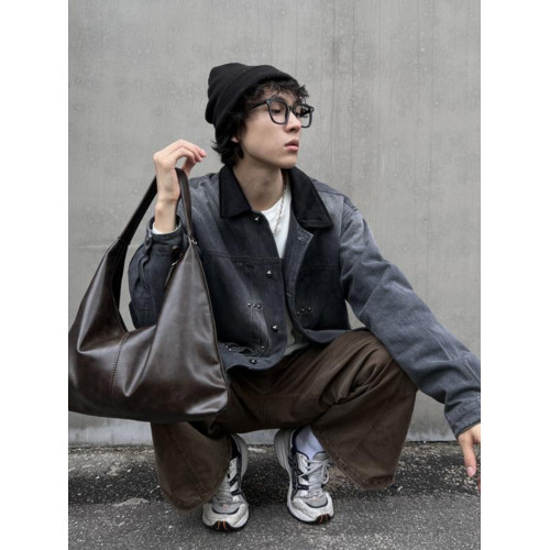 YUEN時髦單肩腋下通勤時髦男女百搭大容量手提挎包男女簡約挎包潮