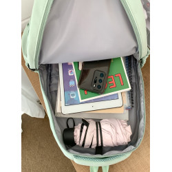 簡約百搭ins校園風雙肩包女 純色大容量高中學生書包旅行電腦後後背包